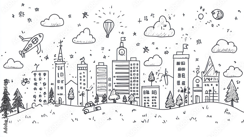 Fototapeta premium Back to school doodles. School supplies and educational elements. Hand-drawn vector illustrations isolated on a white background.