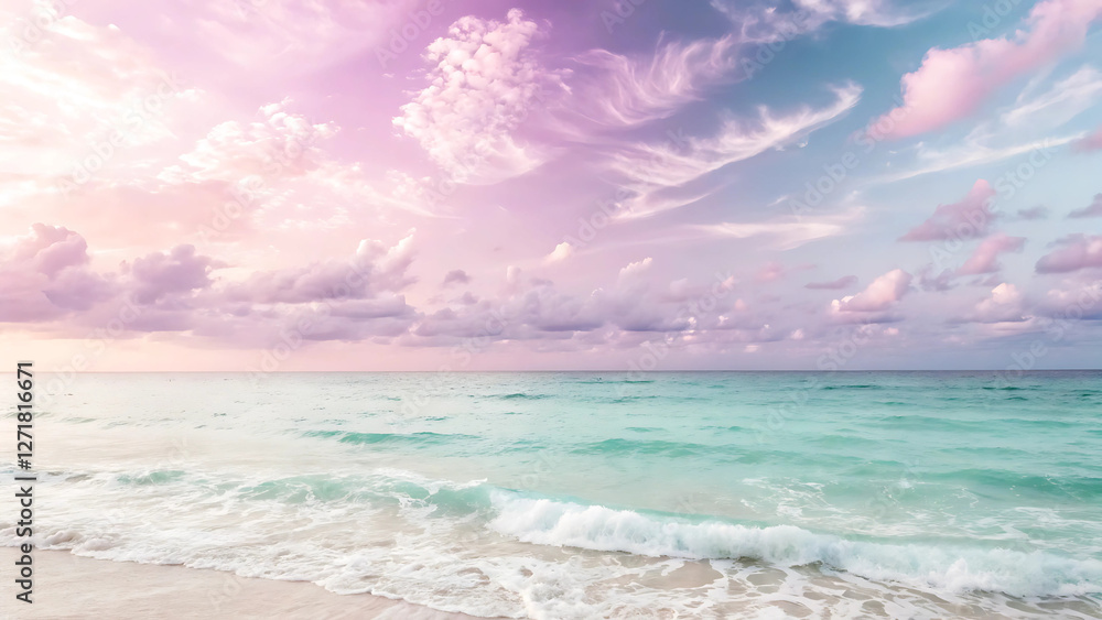 Obraz premium a high-resolution background featuring a soft pastel gradient transitioning smoothly between light pink, lavender, and mint hues, ideal for delicate and feminine designs