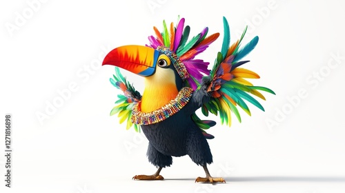 Colorful 3D Animated Toucan Dancing Samba in Vibrant Feathers