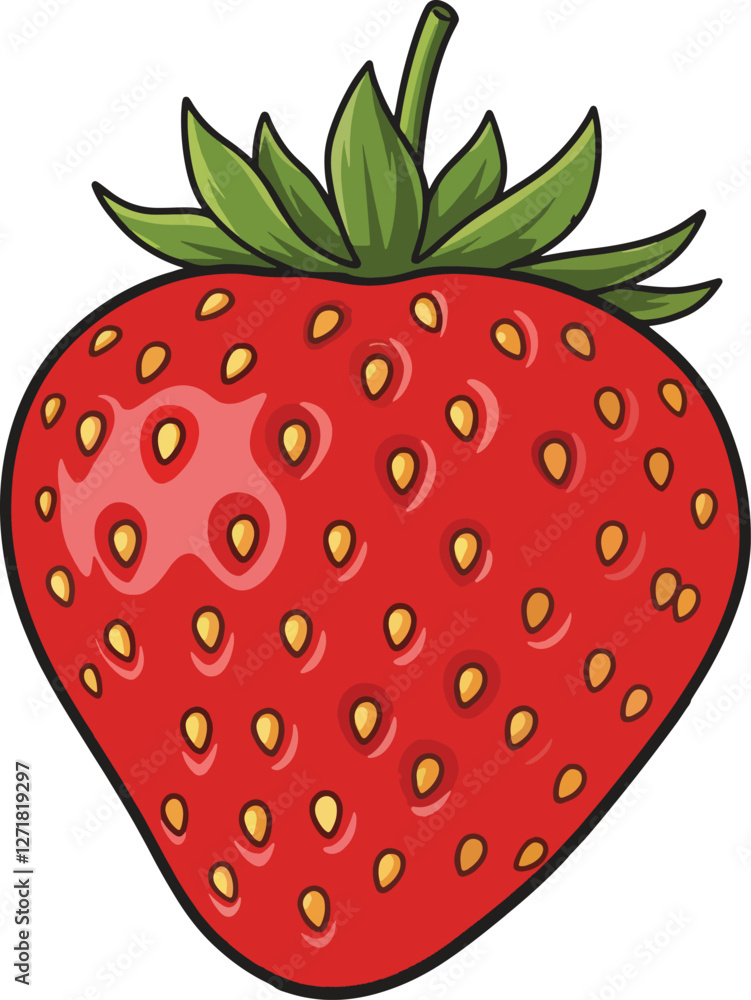 Obraz premium Strawberry with small yellow dots vector illustration