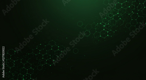 Dark green crypto background with a hexagonal overlay. Generative AI.