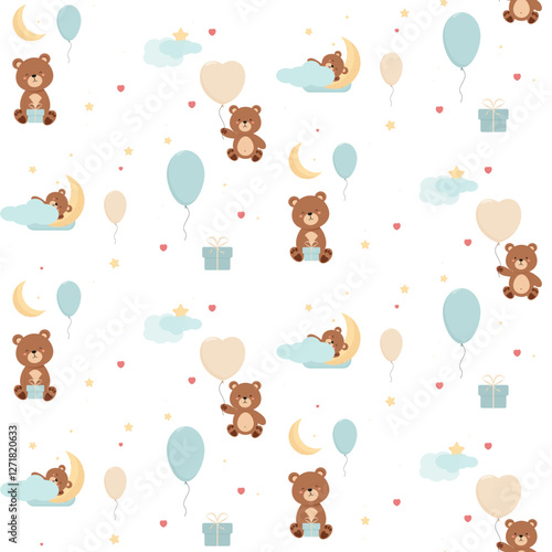 Cute pattern with bears. On a transparent background.