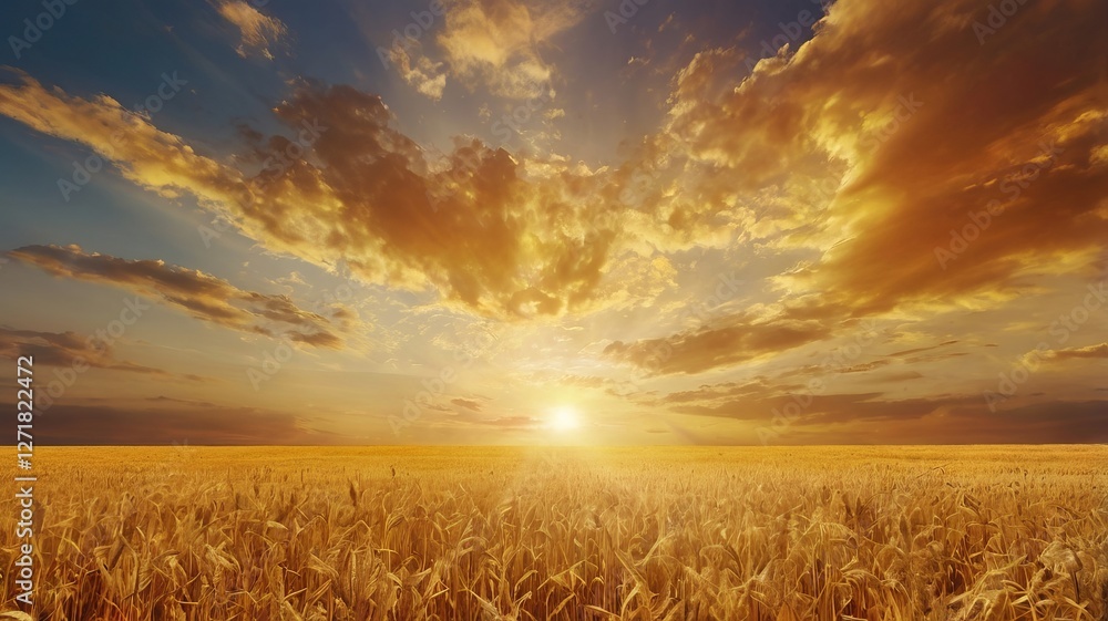 Hot Summer Sky Background, Blurred Field Hot Summer Sky Background, Blurred Field