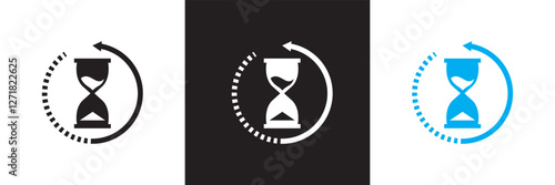 Anti aging hourglass icon. Waiting slow time single  icon . isolated on white and black background. Vector illustration. EPS 10