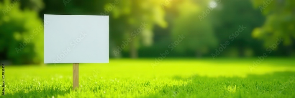 Blank yard sign, vibrant green lawn, soft focus background, outdoor advertising, lawn, blank Blank yard sign, vibrant green lawn, soft focus background, outdoor advertising, lawn, blank