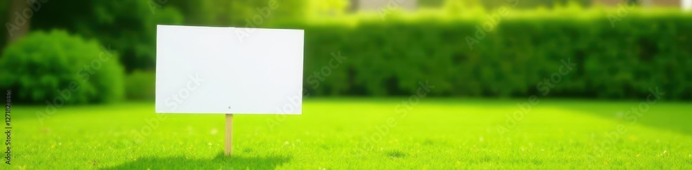 Blank yard sign, vibrant green lawn, soft focus background, yard sign, background, outdoor Blank yard sign, vibrant green lawn, soft focus background, yard sign, background, outdoor