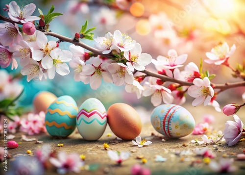 Easter Eggs & Almond Blossoms: Spring Rebirth Tilt-Shift Photo