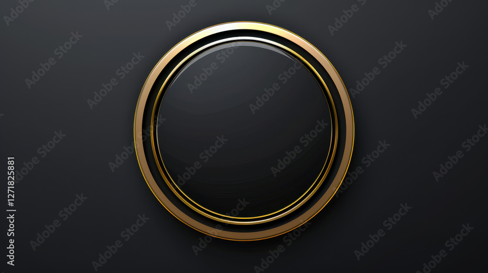 elegant black button with gold rim elegant black button with gold rim
