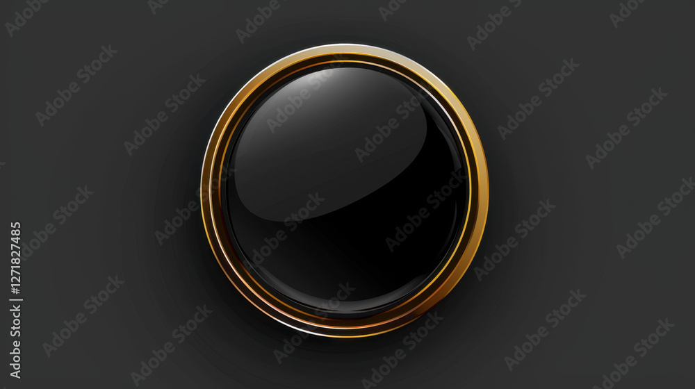 elegant black button with gold rim elegant black button with gold rim