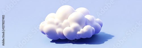 Puffy white cartoon-style cloud icon with shadow effects HD realism