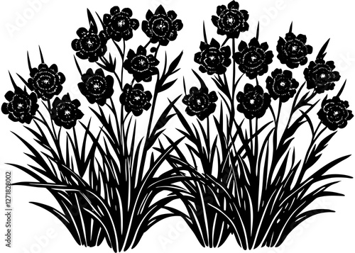 i con set of bush blossom. grass bush vector illustration