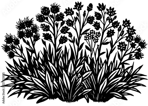 i con set of bush blossom. grass bush vector illustration