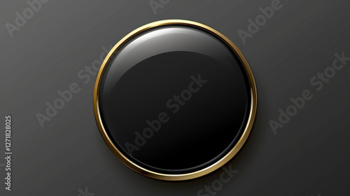 elegant black button with gold rim