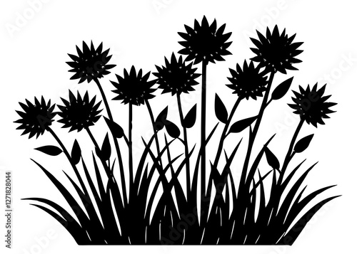 i con set of bush blossom. grass bush vector illustration