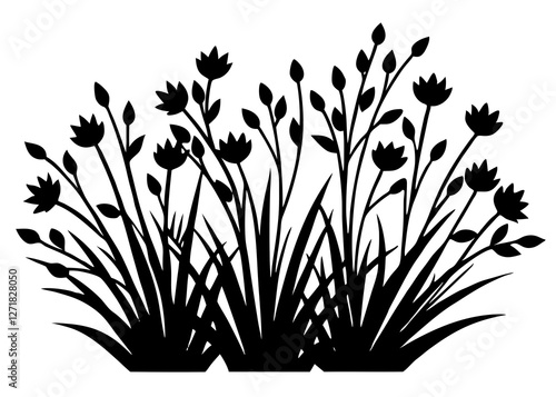 i con set of bush blossom. grass bush vector illustration