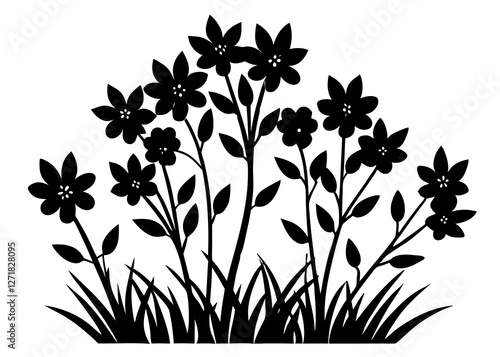 i con set of bush blossom. grass bush vector illustration
