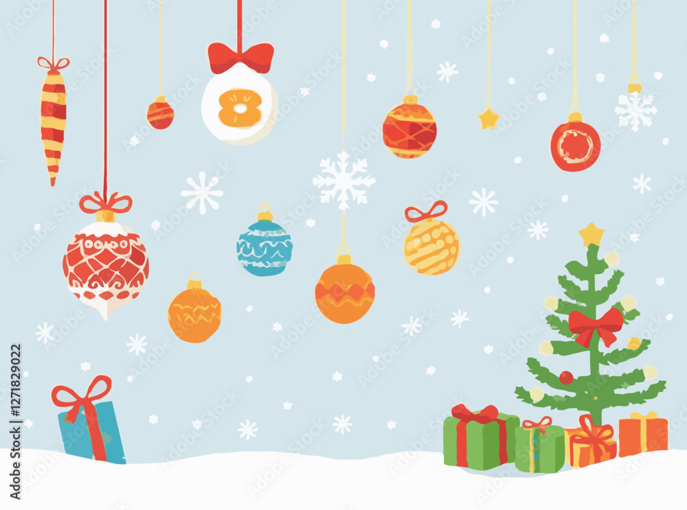 Festive Christmas Ornaments and Decorations Vector Set Festive Christmas Ornaments and Decorations Vector Set