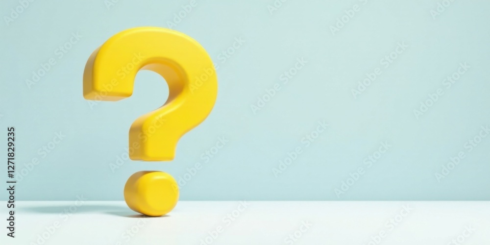 A vibrant yellow question mark stands alone against a serene pale blue backdrop, symbolizing inquiry and the pursuit of knowledge. A vibrant yellow question mark stands alone against a serene pale blue backdrop, symbolizing inquiry and the pursuit of knowledge.