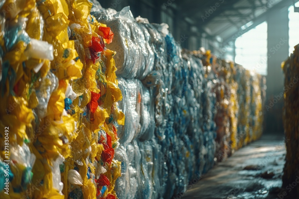 Fototapeta premium Plastic bag storage in warehouse