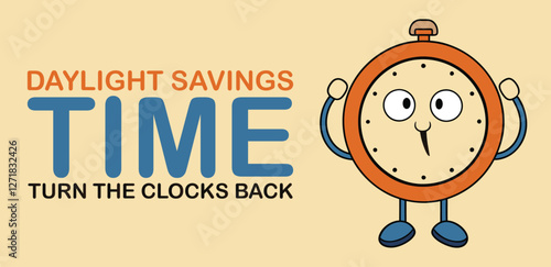 Daylight savings time Fall Back, vector style, illustration colorful, banner and affiche