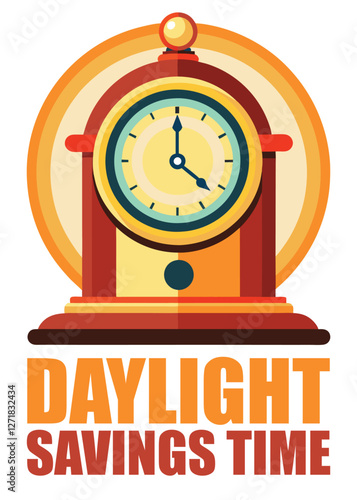 Daylight savings time Fall Back, vector style, illustration colorful, banner and affiche