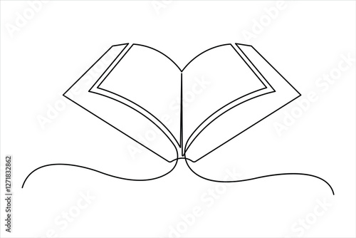 Continuous one line art drawing of open Quran Ramadan concept vector illustration