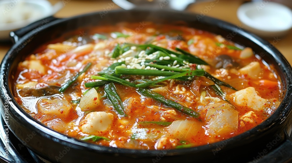Kimchi jjigae a korean stew served in a bowl Kimchi jjigae a korean stew served in a bowl
