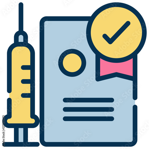 certificate vaccine healthcare syringe medical pharmacy filled outline icon