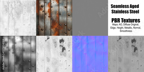 Seamless Aged Stainless Steel PBR Texture - 3D Design