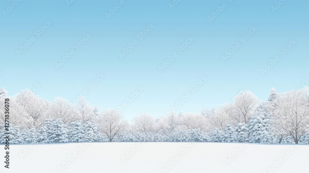 Fototapeta premium Snowy Winter Forest Landscape Under a Clear Blue Sky