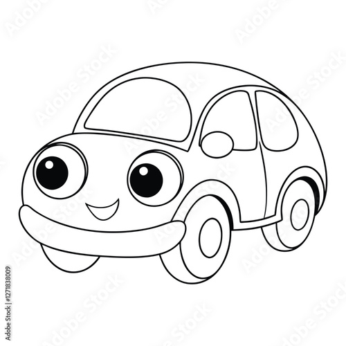 a cute face car for coloring book