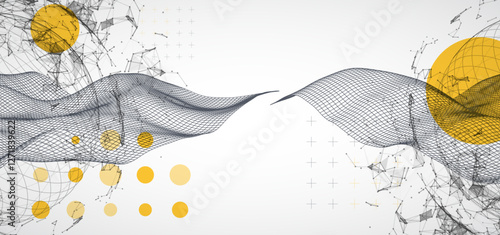 Abstract image of a wireframe sphere with a plexus effect. Science and technology creative theme. Vector.