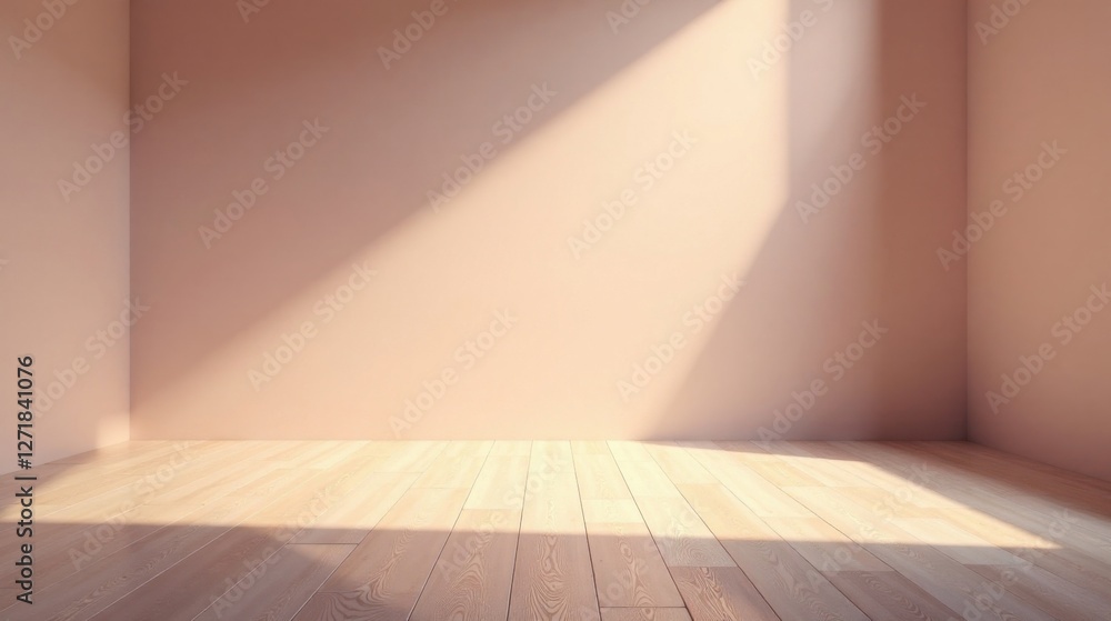 Empty Room with Light Streaming Through a Window, Creating a Serene and Minimalist Atmosphere Empty Room with Light Streaming Through a Window, Creating a Serene and Minimalist Atmosphere