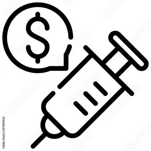 cost medical pharmacy money syringe vaccine simple line icon