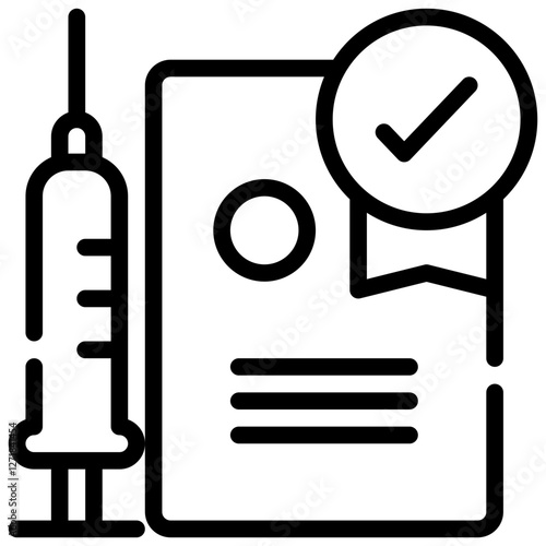 certificate vaccine healthcare syringe medical pharmacy simple line icon