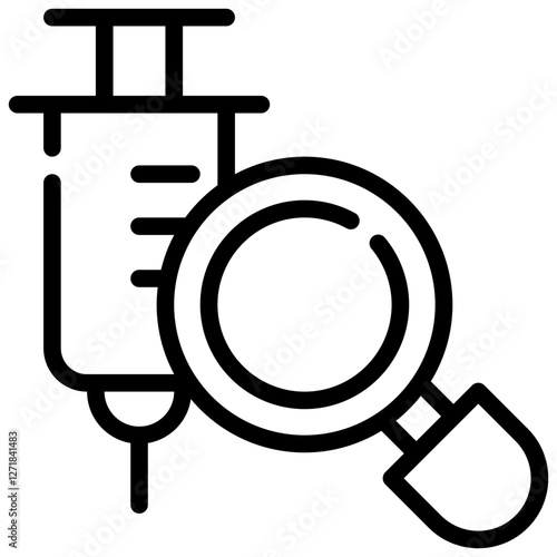 finding vaccine healthcare syringe injection simple line icon