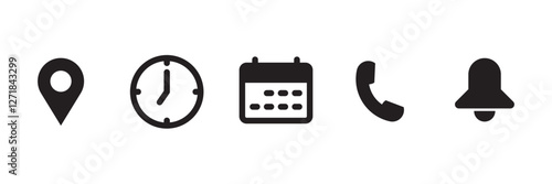 location, time, calendar, phone and notification icons