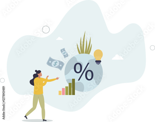 ESG or environmental social governance finance investing .flat character life .