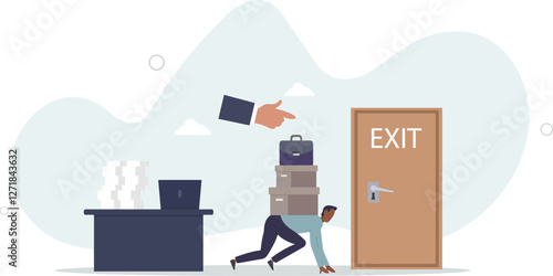 Employee attrition and human resources staff changing.Workforce turnover and replace with new labor.flat character life .