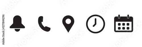 location, time, calendar, phone and notification icons