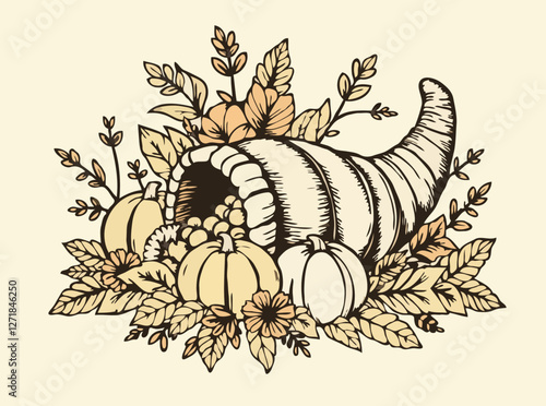 Thanksgiving Harvest Cornucopia Art