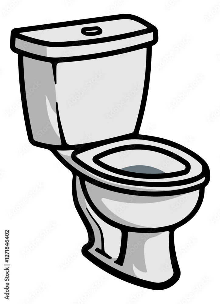 color illustration of a toilet with flush cistern without background color illustration of a toilet with flush cistern without background