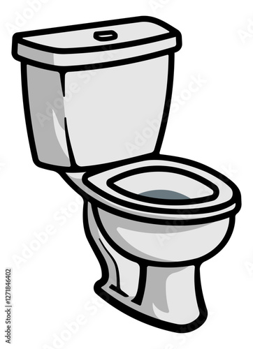 color illustration of a toilet with flush cistern without background