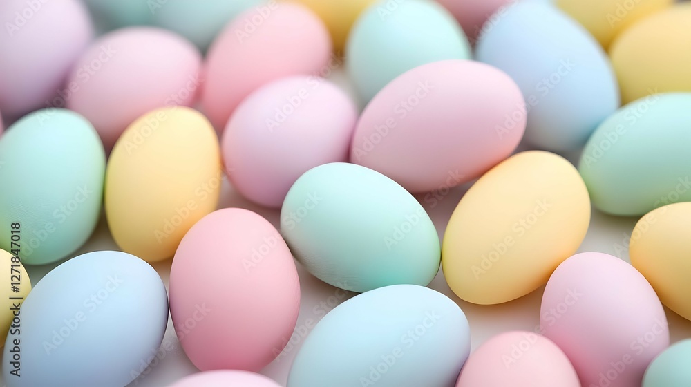 Pastel Pink Blue Yellow Easter Eggs Close Up Pastel Pink Blue Yellow Easter Eggs Close Up