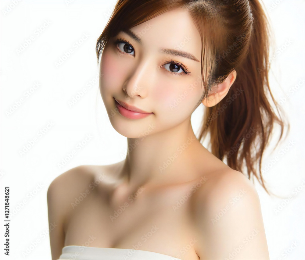 白いチューブトップの美女 白いチューブトップの美女