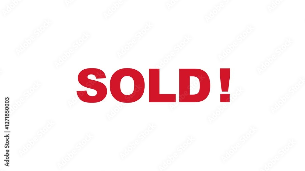 Sold text animation for motion Graphics on White Background,4K Sold text animation for motion Graphics on White Background,4K