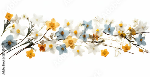 Delicate arrangement of seasonal flowers showcasing vibrant colors and fine details, perfect for capturing the essence of springtime beauty in a natural setting