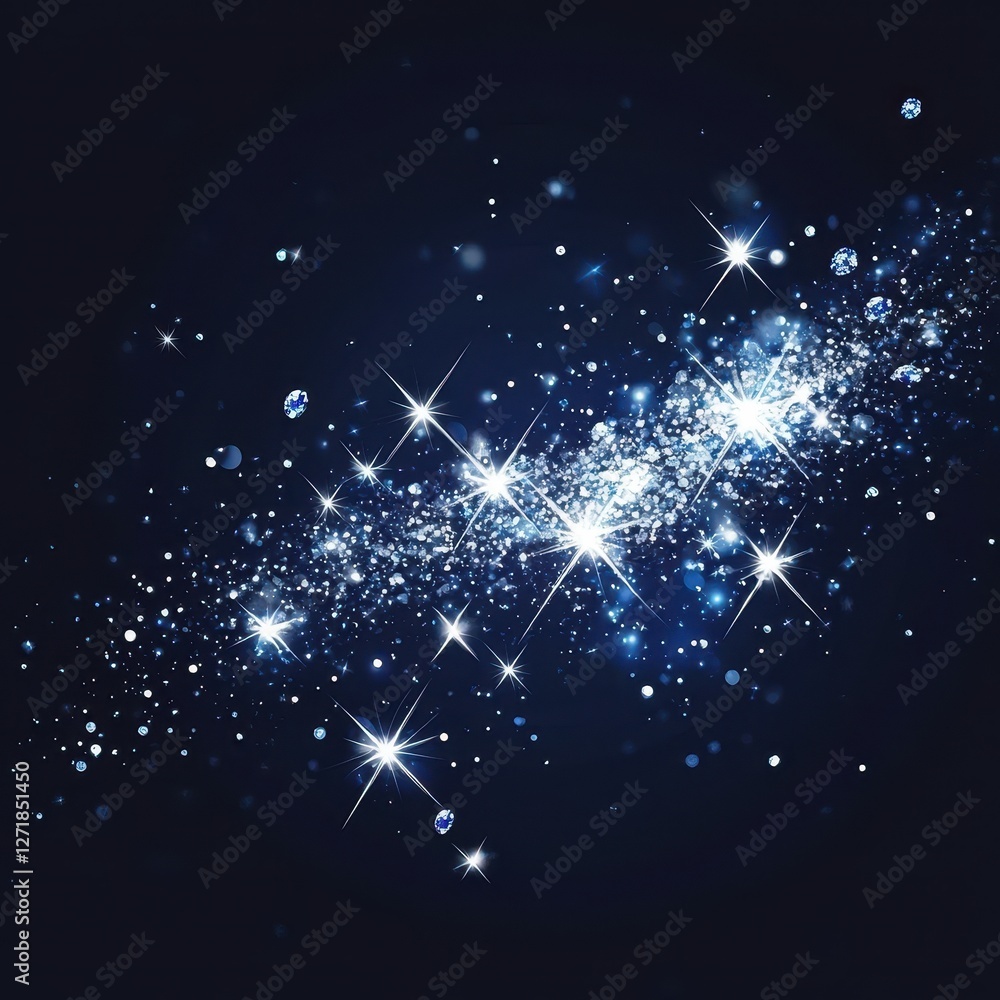 Fototapeta premium Abstract glittering trail of sparkles and stardust on dark background