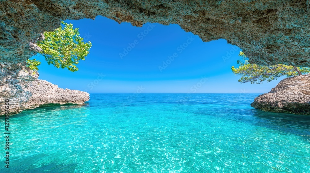 Fototapeta premium Pristine Azure Cave Beach Water
