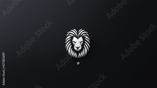 Abstract lion head graphic on dark background, suitable for digital art or design photo